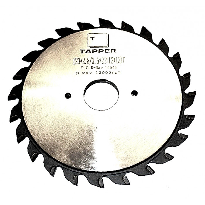 Пильный диск алмазный подрезной 120х22х2.8-3.6 z=12+12 TRP1222PCD TAPPER