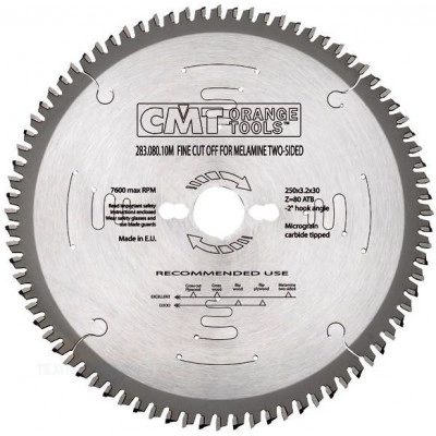 283.080.10M Диск поперечного пиления 250x30x3.2/2.2 -2º 40° Hi ATB z80 CMT