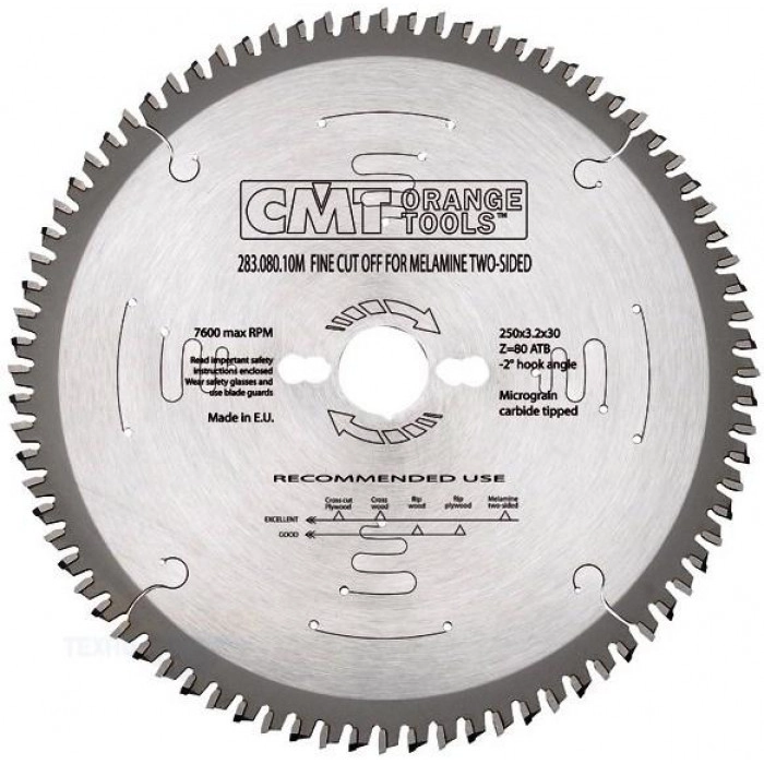 283.080.10M Диск поперечного пиления 250x30x3.2/2.2 -2º 40° Hi ATB z80 CMT