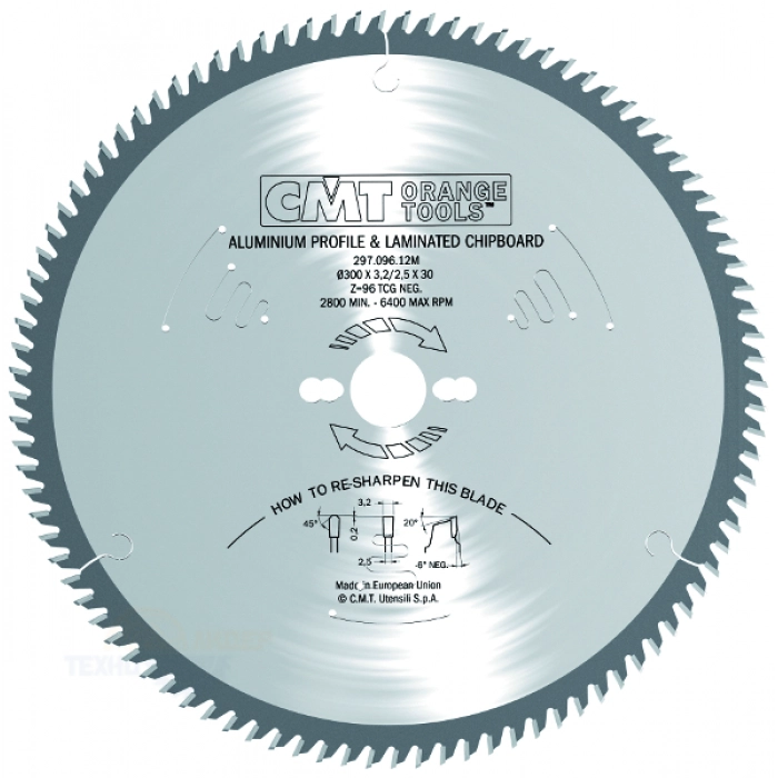 297.108.14P Диск пильный 350x32x3,2/2,5 -6° TCG Z=108 CMT