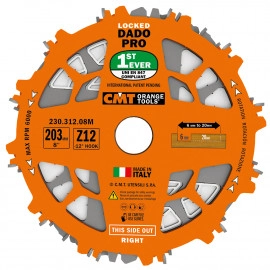 Пильный диск по дереву DADO 203 х 30 х 6-20 z12 a=12 комплект CMT 230.312.08M
