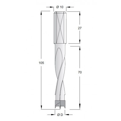 Сверло присадочное глухое 5*105 LH 52C.050.L (Ful)