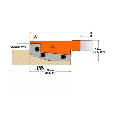 Фреза филенка F=40 D=200×20 насадная (алюм.) смен.ножи HM (кейс) 694.013.40