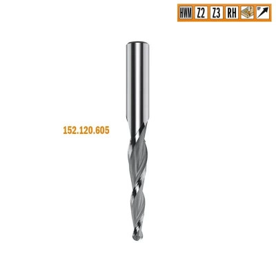 152.080.163 Фреза спиральная конусная для 3D фрезерования L=80 R=0.8 Z=3 S=8 RH CMT