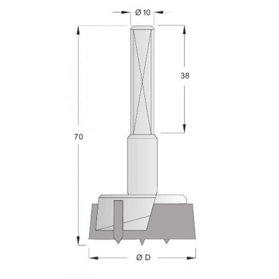 Сверло присадочное чашечное 18*70 LH 14F.180.L (Ful)