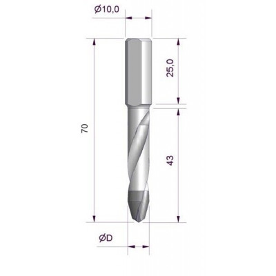 Сверло присадочное сквозное 10*70 LH антискольное 61Q.100.L (Ful)